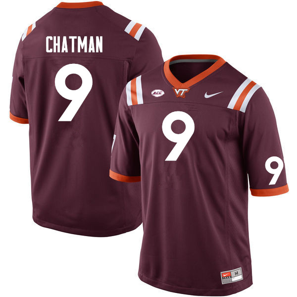 Men #9 Armani Chatman Virginia Tech Hokies College Football Jerseys Sale-Maroon - Click Image to Close